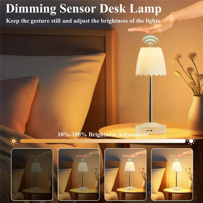 HDT003 Gesture Control Ambiance Lamp Height Adjustable Dimmable Desk Light for Bedroom Nightstand - White - 4