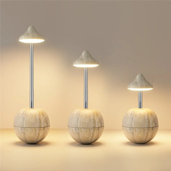 RPT001 Wood Grain Tumbler Design LED Bedside Lamp Adjustable Height Touch Control Table Light with Remote - Yellow Travertine - 2