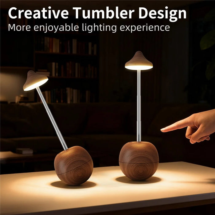RPT001 Wood Grain Tumbler Design LED Bedside Lamp Adjustable Height Touch Control Table Light with Remote - Yellow Travertine - 3