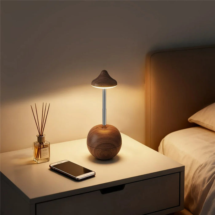 RPT001 Wood Grain Tumbler Design LED Bedside Lamp Adjustable Height Touch Control Table Light with Remote - Yellow Travertine - 7