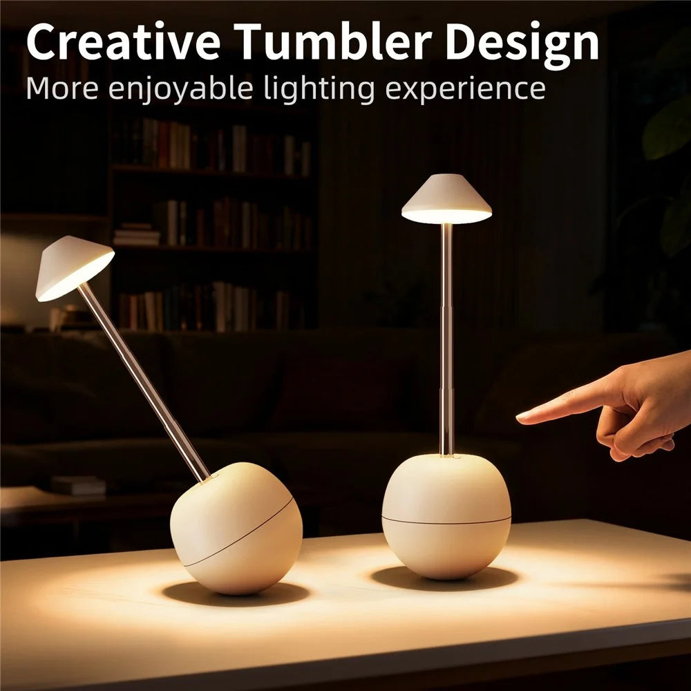 RPT002 Tumbler Design LED Night Light Adjustable Height Decorative Table Lamp Bedside Mood Lighting with Remote - White - 3