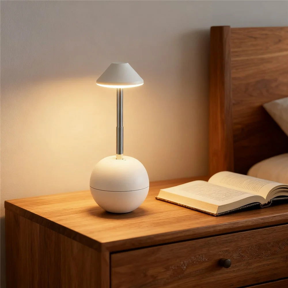 RPT002 Tumbler Design LED Night Light Adjustable Height Decorative Table Lamp Bedside Mood Lighting with Remote - White - 7
