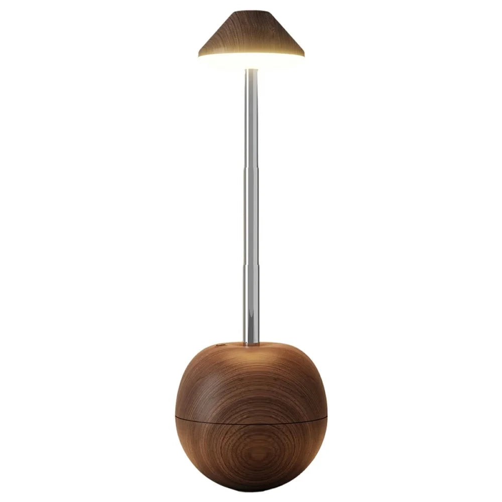 RPT002 Wood Grain Tumbler Design LED Night Light Adjustable Height Decorative Table Lamp Bedside Mood Lighting with Remote - Walnut - 1