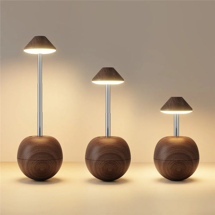 RPT002 Wood Grain Tumbler Design LED Night Light Adjustable Height Decorative Table Lamp Bedside Mood Lighting with Remote - Walnut - 2