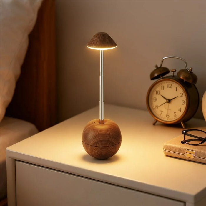 RPT002 Wood Grain Tumbler Design LED Night Light Adjustable Height Decorative Table Lamp Bedside Mood Lighting with Remote - Walnut - 6