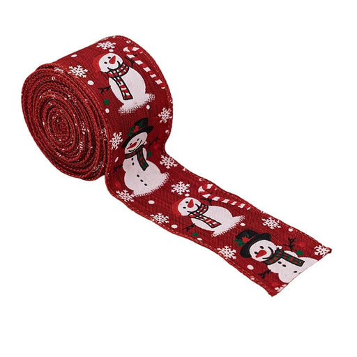 Christmas Ribbon Snowman Woven Tape Holiday Tree Decoration Gift Wrapping Trim for Festive Home Decor - Red - 1