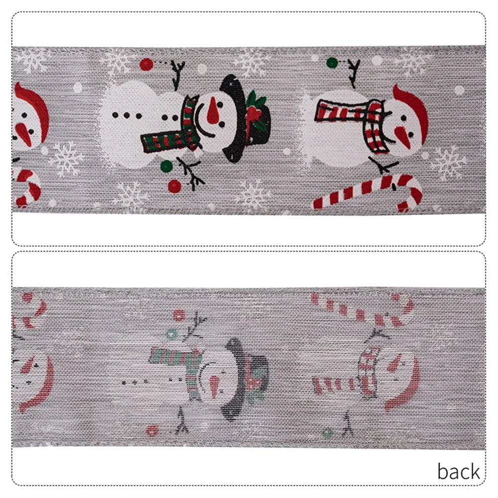Christmas Ribbon Snowman Woven Tape Holiday Tree Decoration Gift Wrapping Trim for Festive Home Decor - Red - 4