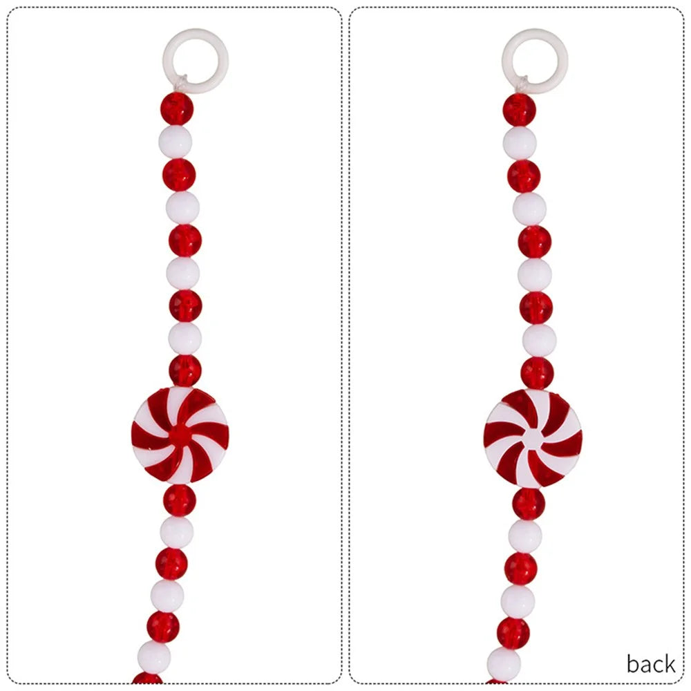 95cm Christmas Candy Cane Garland Decoration Gift Tassel Beaded Pinwheel Peppermint DIY Ornament - Red - 3