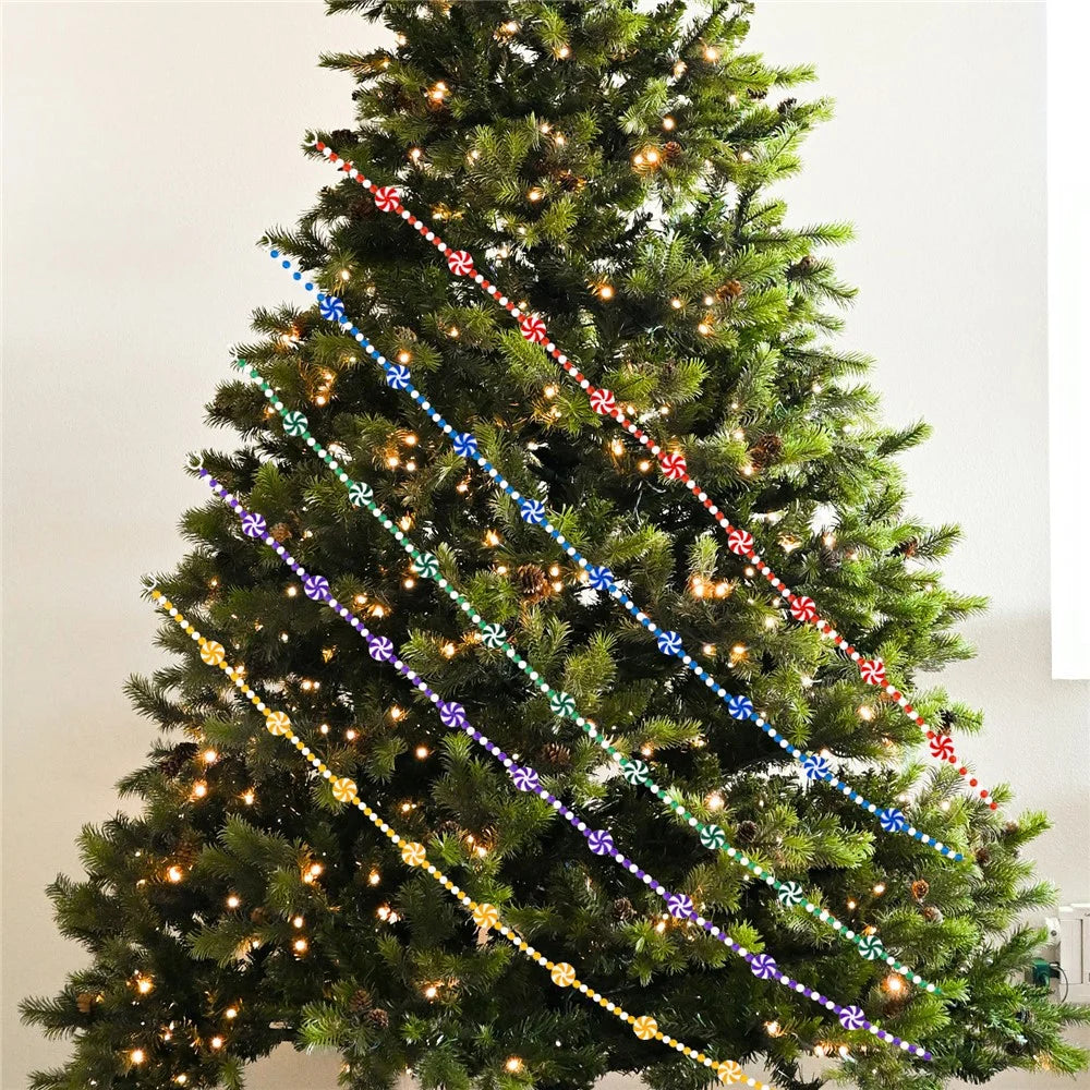 95cm Christmas Candy Cane Garland Decoration Gift Tassel Beaded Pinwheel Peppermint DIY Ornament - Red - 6