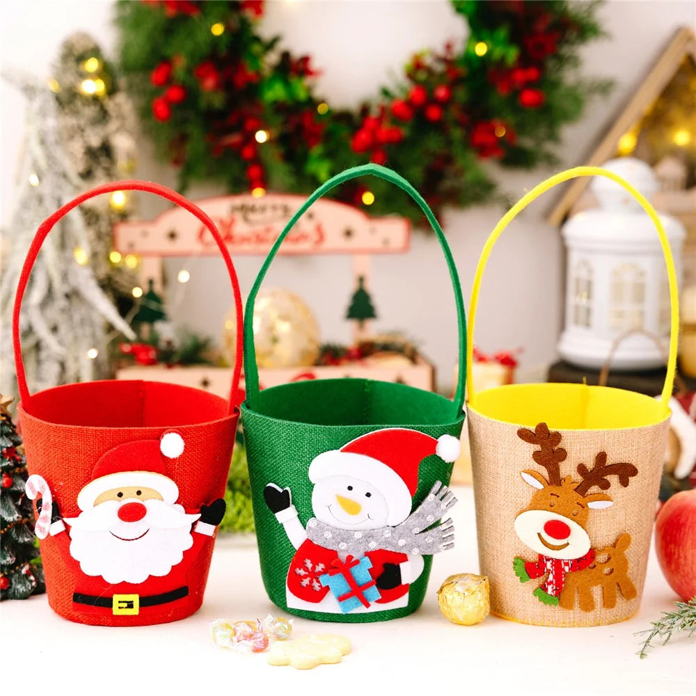 Christmas Candy Gift Bag Cartoon Design Festive Bucket for Kids Holiday Decoration  /  Party Atmosphere  /  Home Decor - Santa Claus - 4