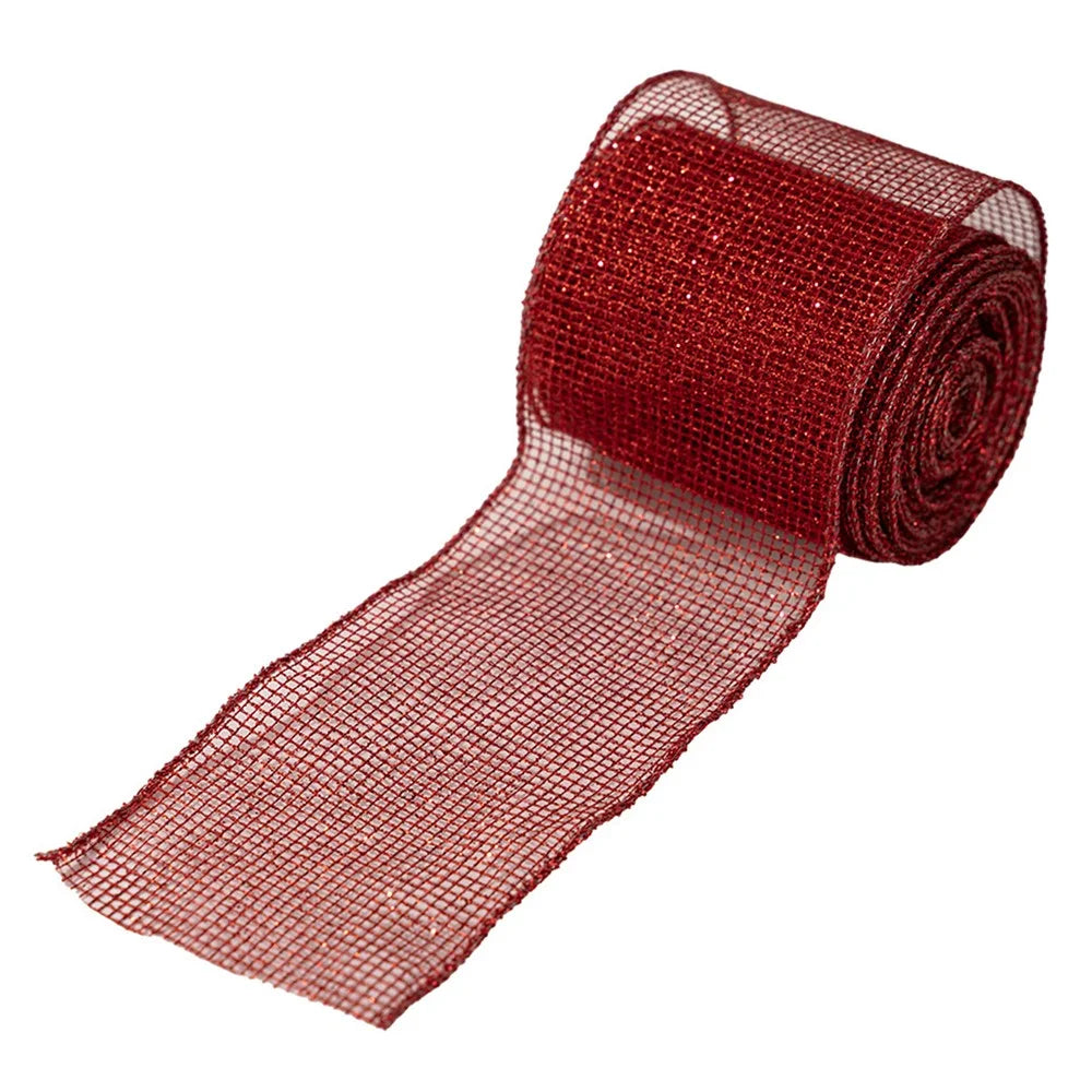 6.3 x 455cm Christmas Ribbon Roll DIY Decoration Bow Satin Tulle Ribbon Gift Box Decor for Tree / Present Wrapping - Red - 1