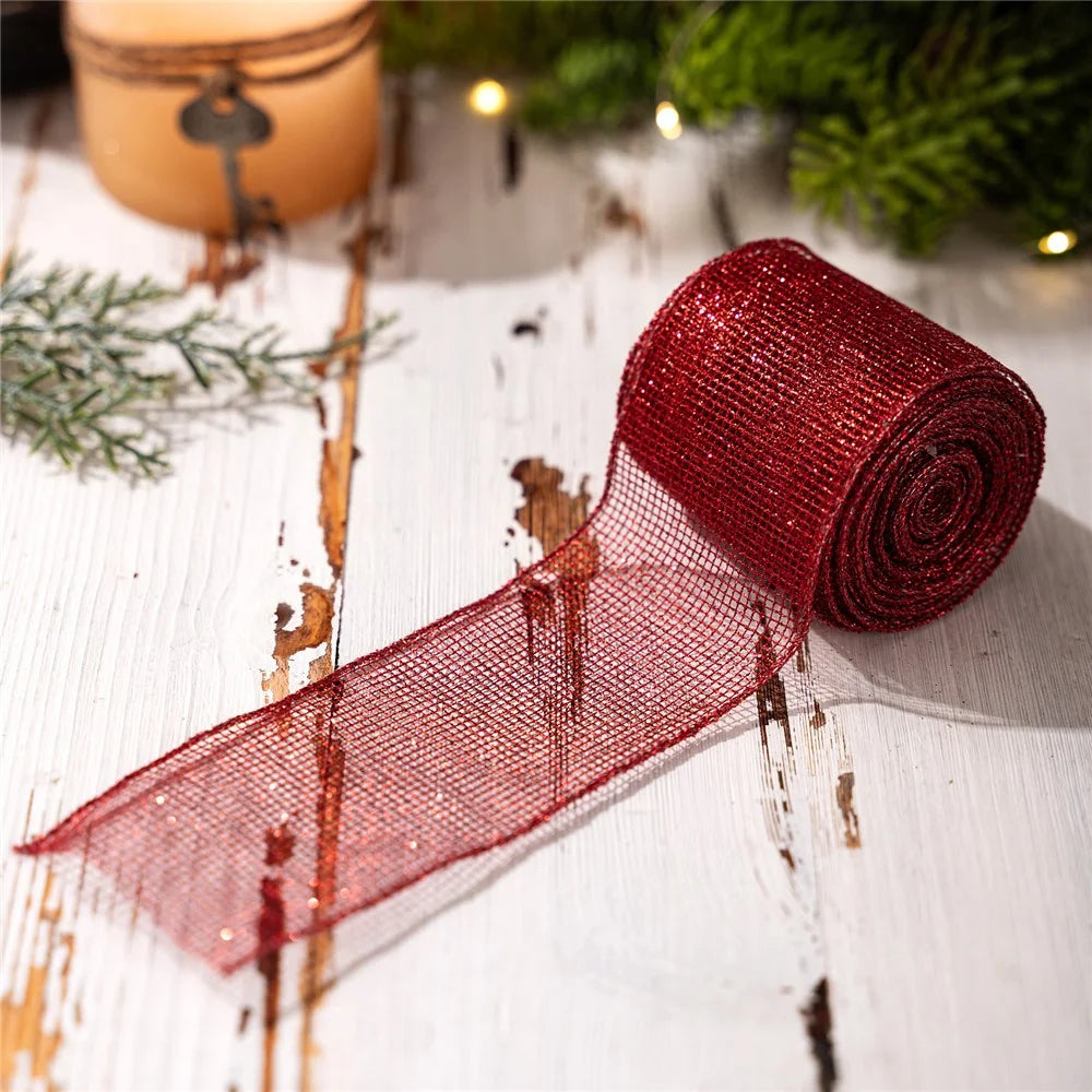 6.3 x 455cm Christmas Ribbon Roll DIY Decoration Bow Satin Tulle Ribbon Gift Box Decor for Tree / Present Wrapping - Red - 2