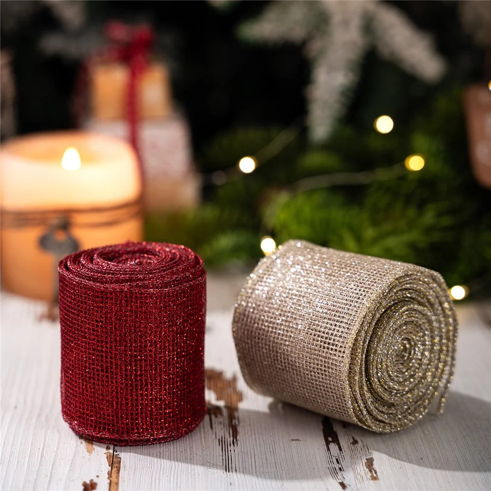 6.3 x 455cm Christmas Ribbon Roll DIY Decoration Bow Satin Tulle Ribbon Gift Box Decor for Tree / Present Wrapping - Red - 3