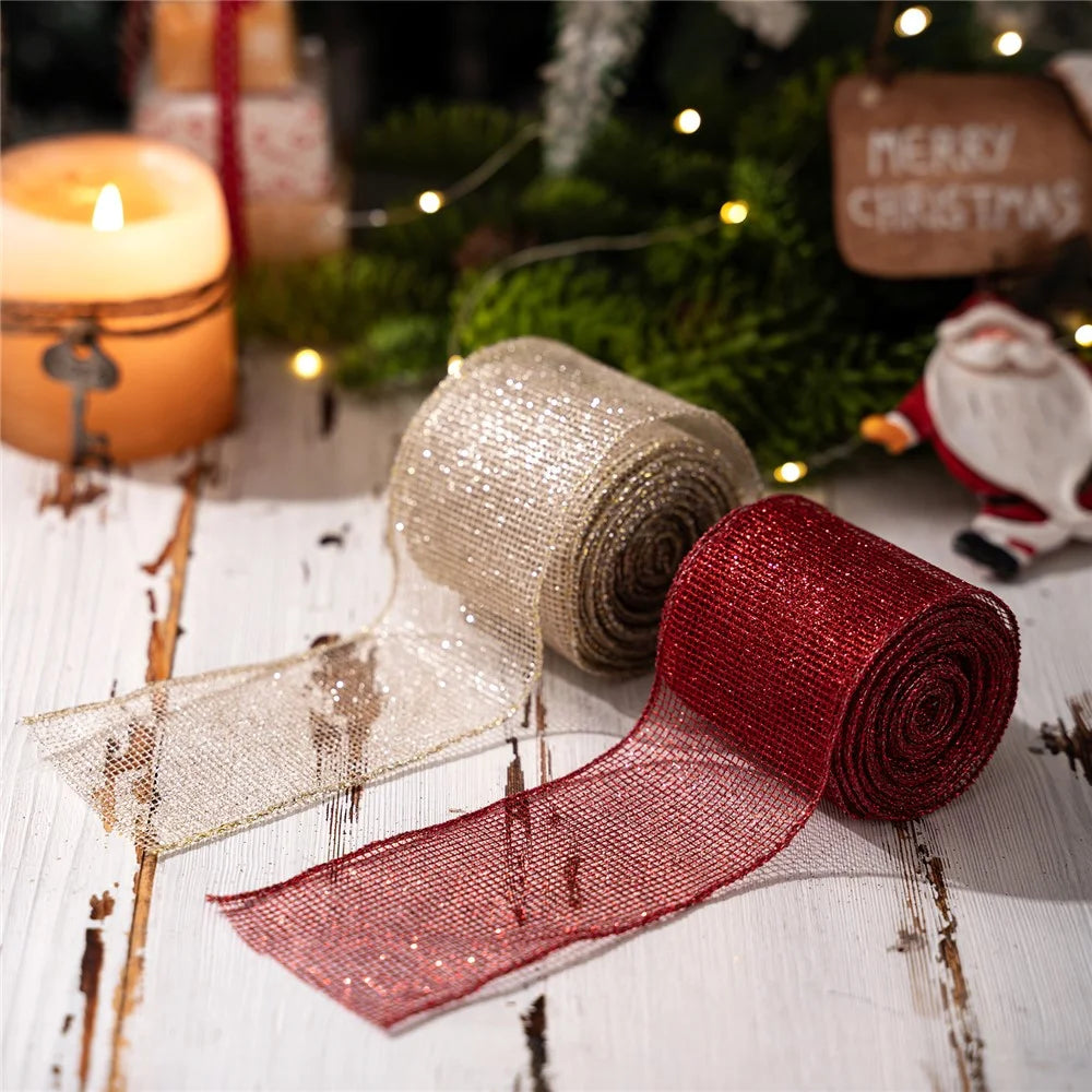 6.3 x 455cm Christmas Ribbon Roll DIY Decoration Bow Satin Tulle Ribbon Gift Box Decor for Tree / Present Wrapping - Red - 4