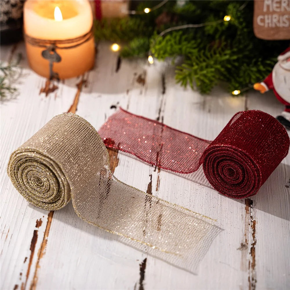 6.3 x 455cm Christmas Ribbon Roll DIY Decoration Bow Satin Tulle Ribbon Gift Box Decor for Tree / Present Wrapping - Red - 5