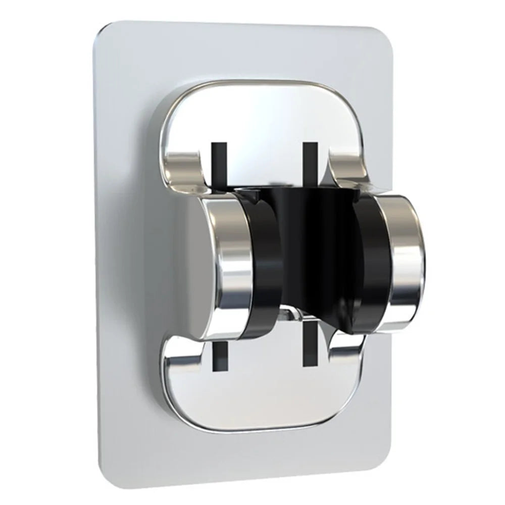 Universal Angle Adjustable Shower Head Holder ABS Adhesive Base Bathroom Shower Head Bracket - Silver - 1