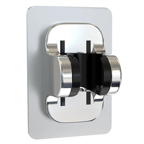 Universal Angle Adjustable Shower Head Holder ABS Adhesive Base Bathroom Shower Head Bracket - Silver - 1