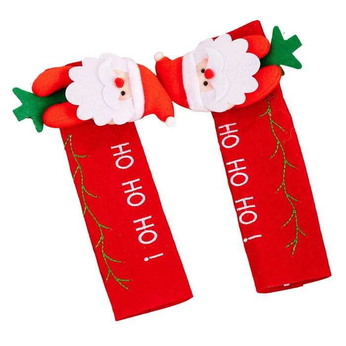 2Pcs Christmas Door Handle Covers Cartoon Refrigerator Handle Protectors Decorative Festive Accessories - Santa Claus - 1