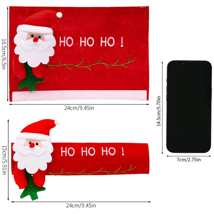 2Pcs Christmas Door Handle Covers Cartoon Refrigerator Handle Protectors Decorative Festive Accessories - Santa Claus - 7
