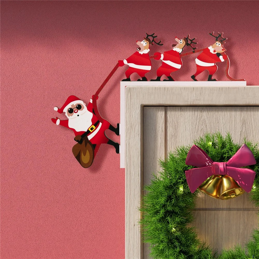 Christmas Door Frame Hanging Ornament Gift Santa Claus Reindeer Table Corner Decoration Festive Home Decor - Left - 1