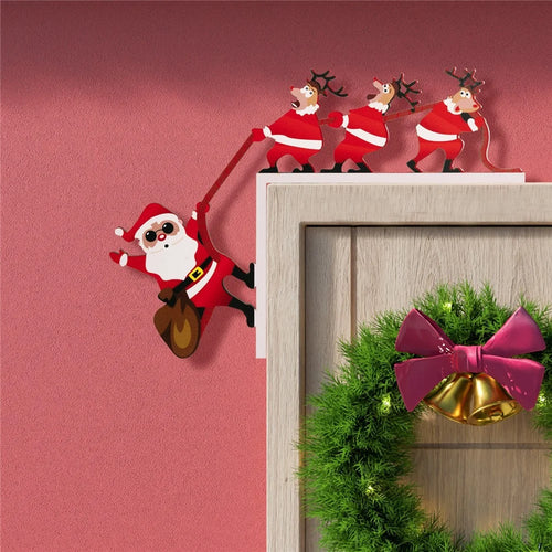 Christmas Door Frame Hanging Ornament Gift Santa Claus Reindeer Table Corner Decoration Festive Home Decor - Left - 1