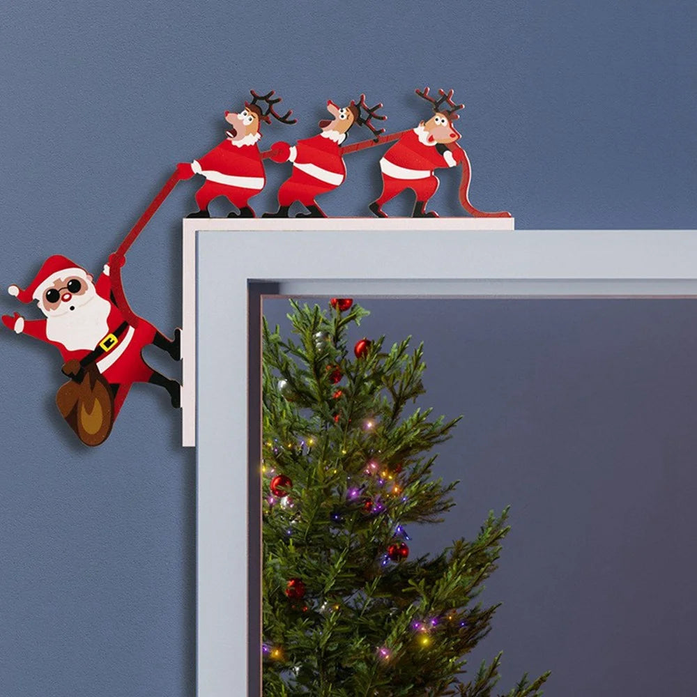 Christmas Door Frame Hanging Ornament Gift Santa Claus Reindeer Table Corner Decoration Festive Home Decor - Left - 2