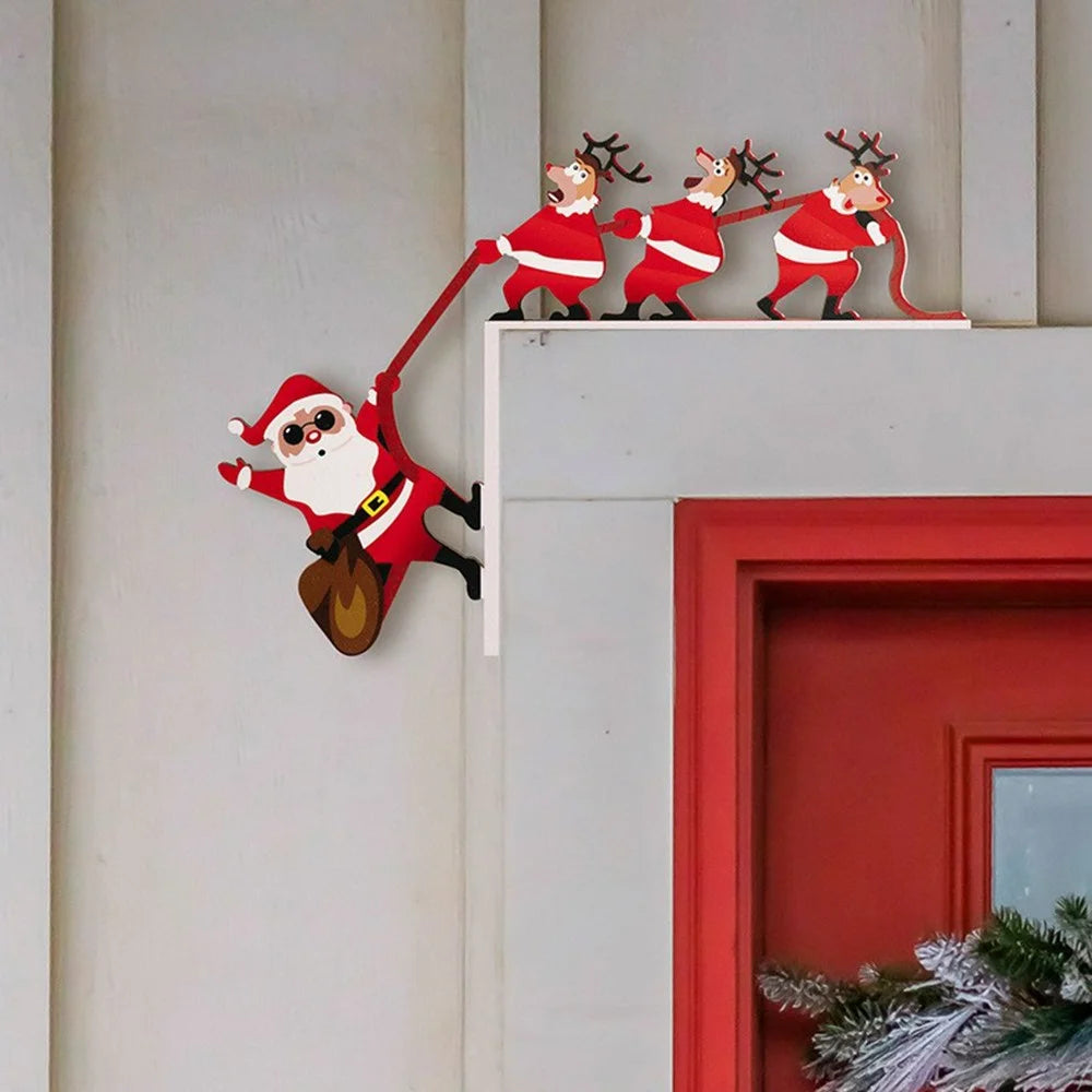 Christmas Door Frame Hanging Ornament Gift Santa Claus Reindeer Table Corner Decoration Festive Home Decor - Left - 3