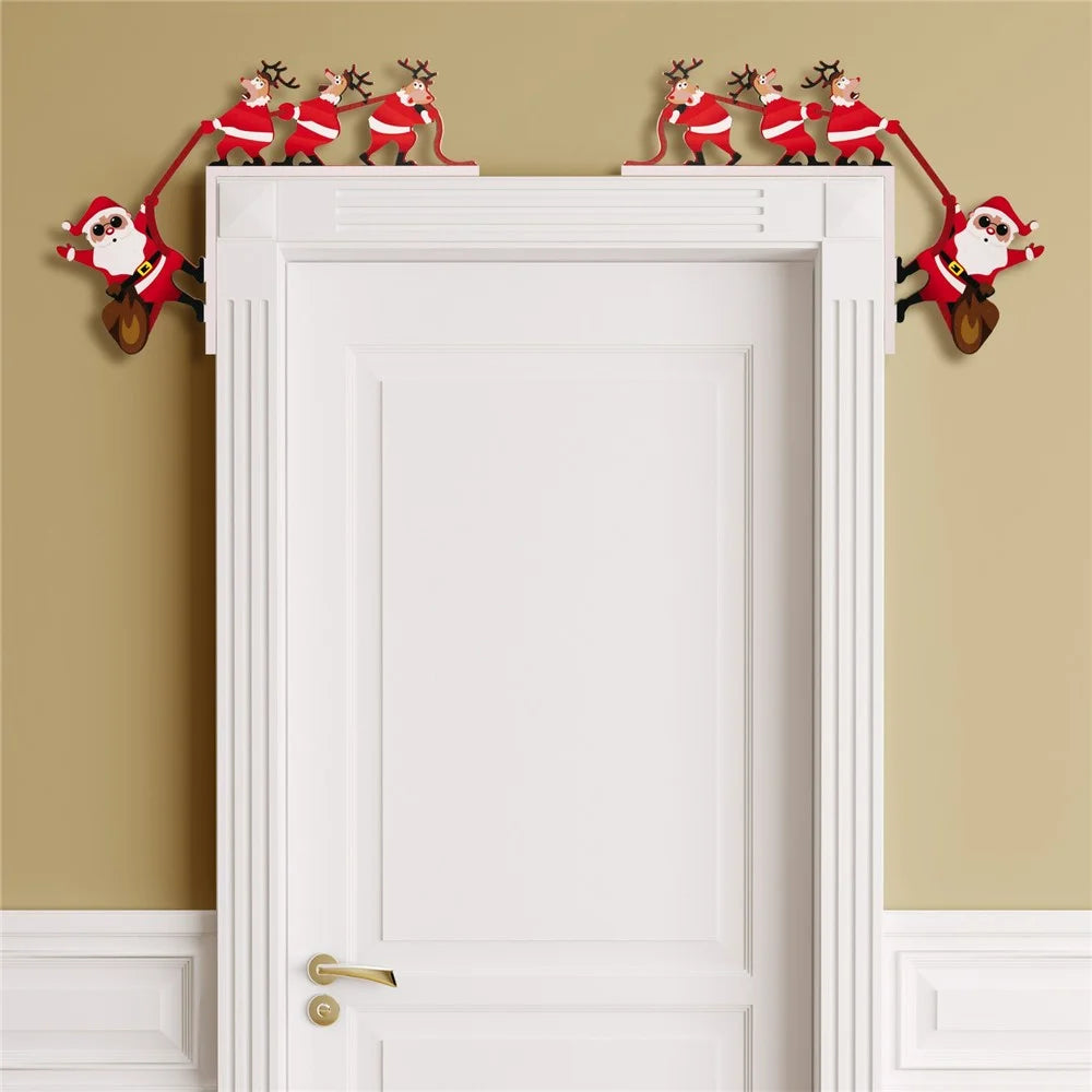 Christmas Door Frame Hanging Ornament Gift Santa Claus Reindeer Table Corner Decoration Festive Home Decor - Left - 5