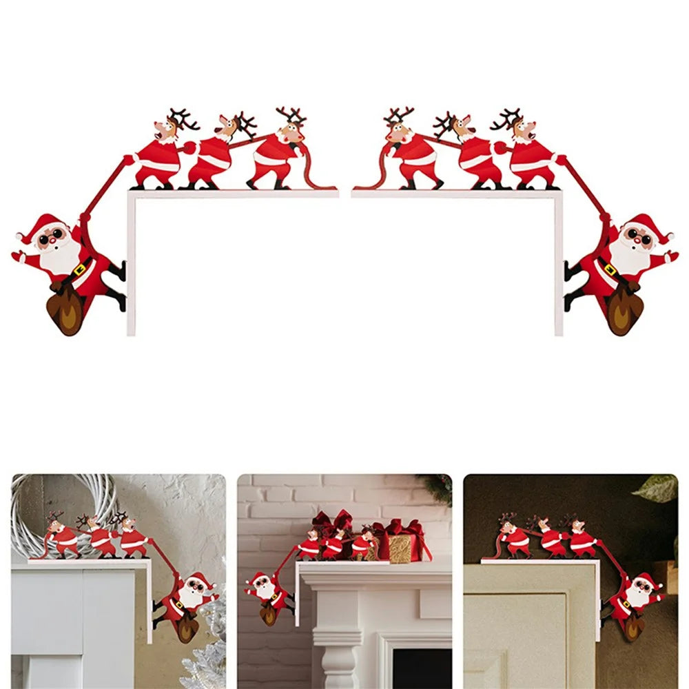 Christmas Door Frame Hanging Ornament Gift Santa Claus Reindeer Table Corner Decoration Festive Home Decor - Left - 6