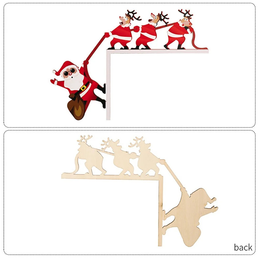 Christmas Door Frame Hanging Ornament Gift Santa Claus Reindeer Table Corner Decoration Festive Home Decor - Left - 7