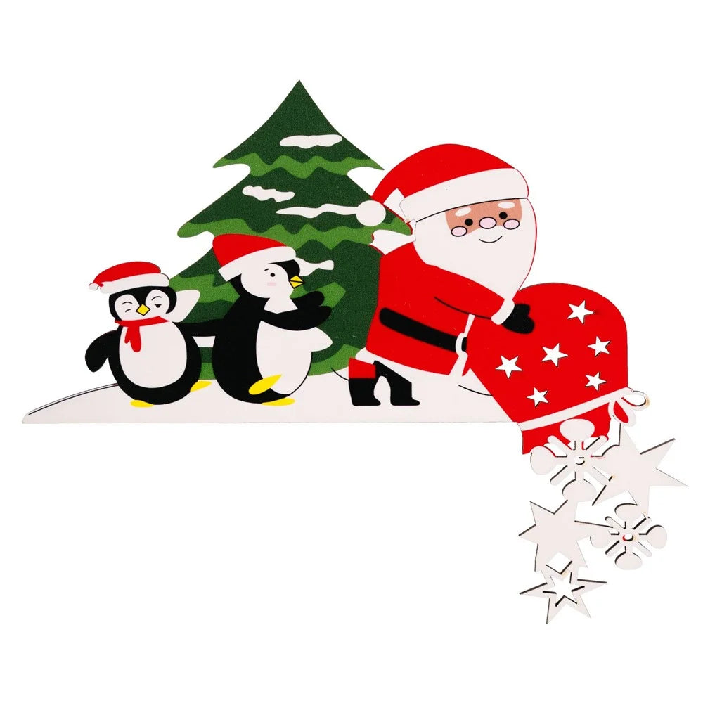 Christmas Santa Claus Door Frame Hanging Ornament Gift Reindeer Window Decoration Festive Atmosphere Decor - Penguin / Right - 1