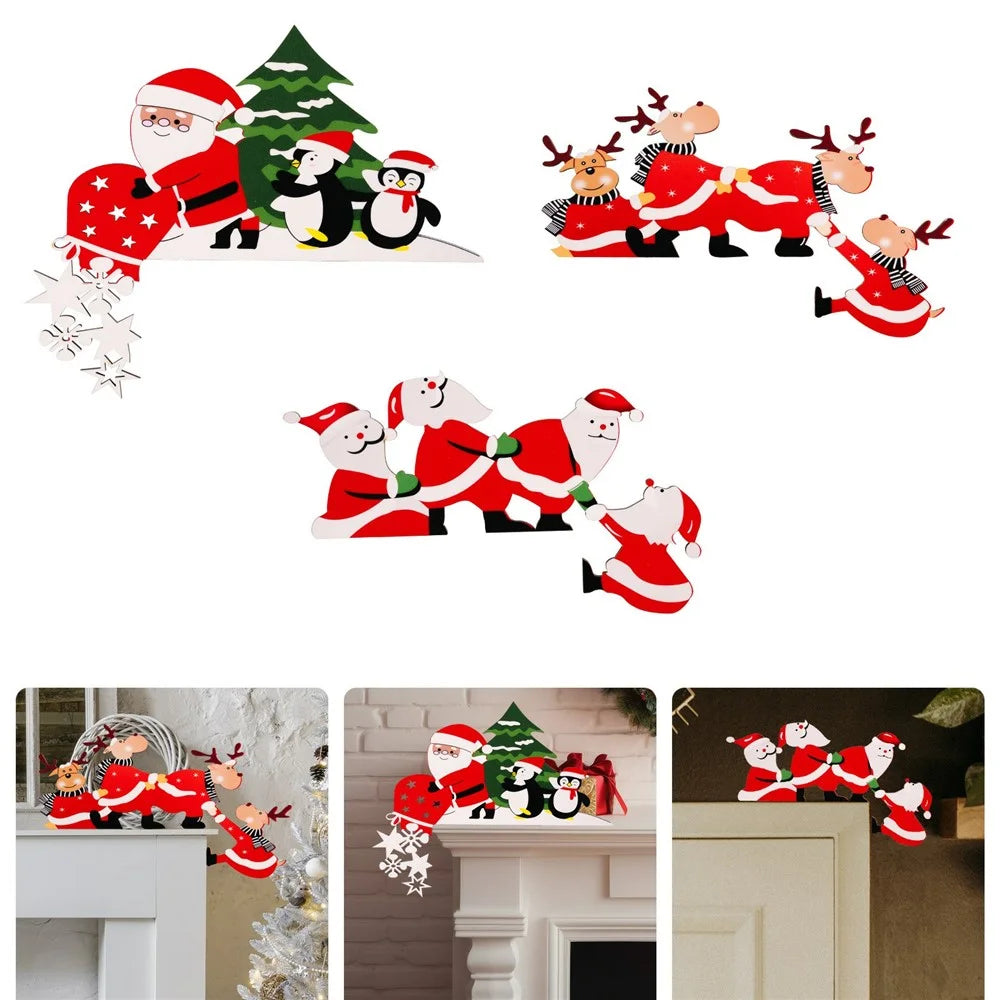 Christmas Santa Claus Door Frame Hanging Ornament Gift Reindeer Window Decoration Festive Atmosphere Decor - Penguin / Right - 2