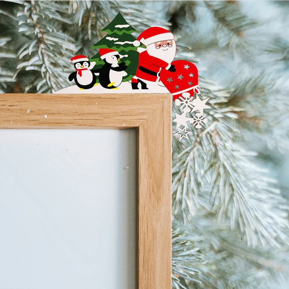 Christmas Santa Claus Door Frame Hanging Ornament Gift Reindeer Window Decoration Festive Atmosphere Decor - Penguin / Right - 4