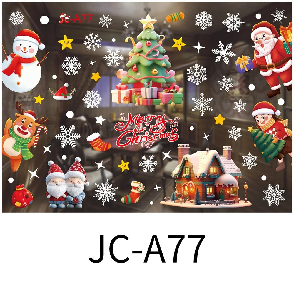 Christmas Window Clings Decorations Snowflake Stickers Static Cling Decals for Holiday Gift Atmosphere - JC-A77 - 1