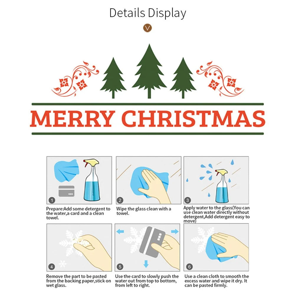 Christmas Window Clings Decorations Snowflake Stickers Static Cling Decals for Holiday Gift Atmosphere - JC-A77 - 2