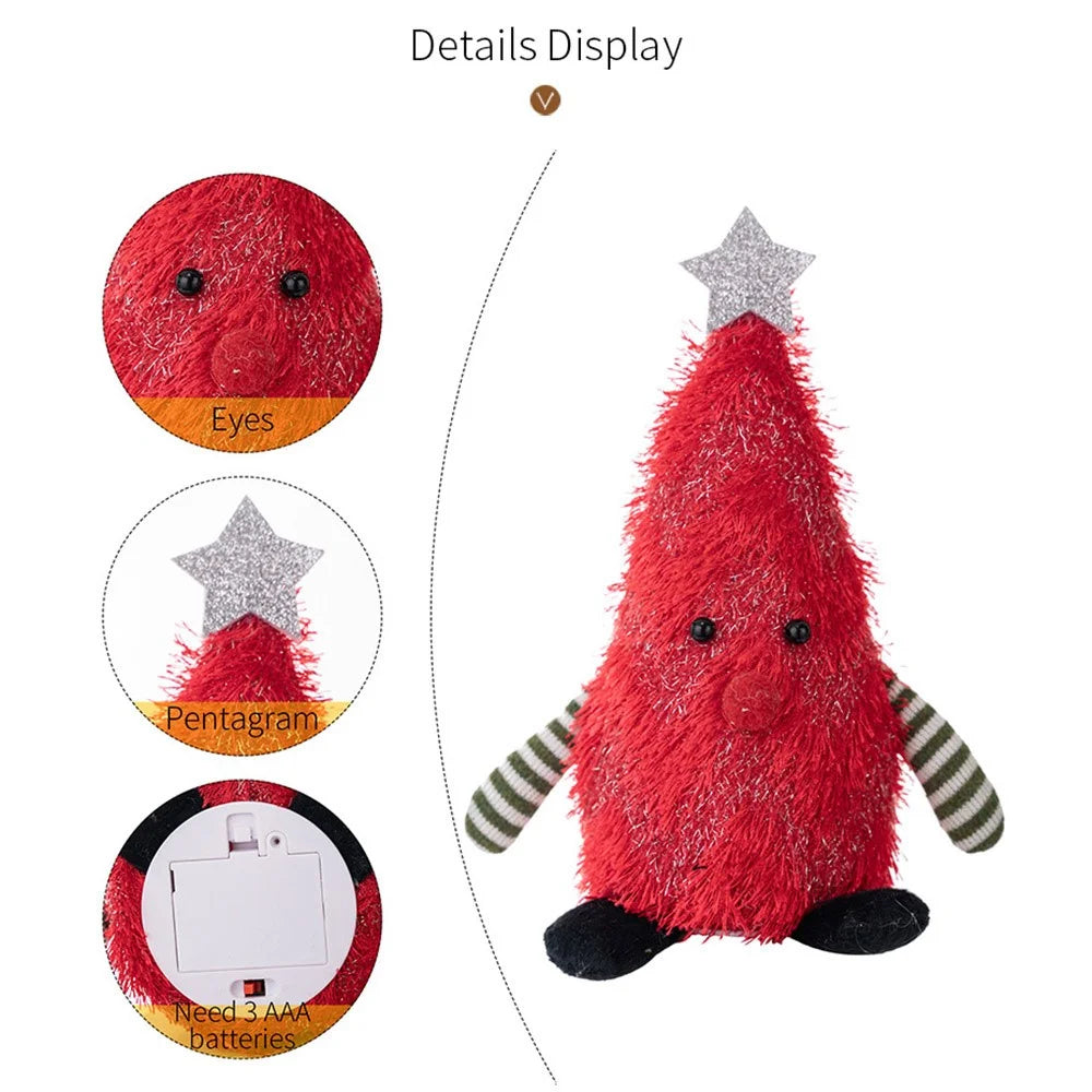 Christmas Tree Figure LED Light Decoration Tabletop Ornament for Home / Party Holiday Gift Atmosphere - Red - 2
