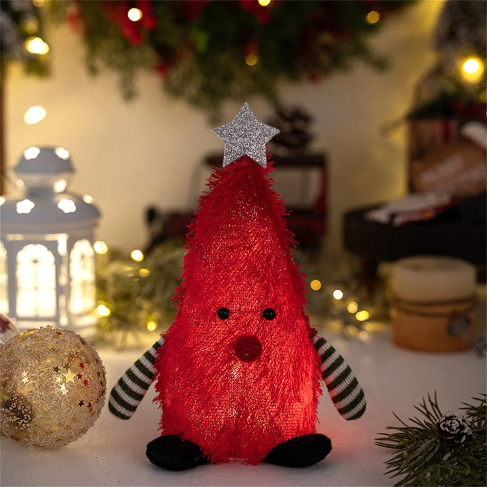 Christmas Tree Figure LED Light Decoration Tabletop Ornament for Home / Party Holiday Gift Atmosphere - Red - 3