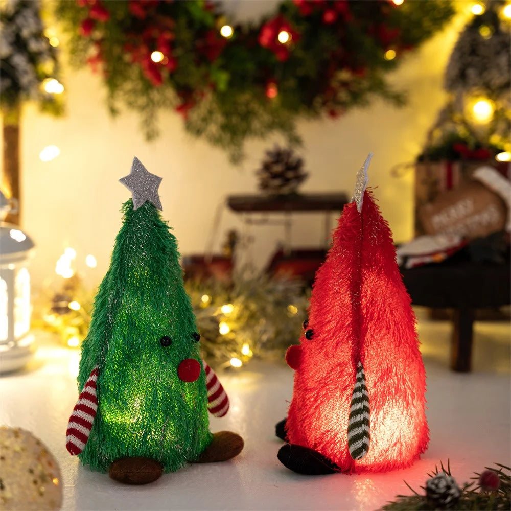 Christmas Tree Figure LED Light Decoration Tabletop Ornament for Home / Party Holiday Gift Atmosphere - Red - 4
