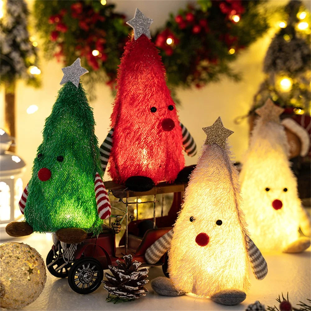 Christmas Tree Figure LED Light Decoration Tabletop Ornament for Home / Party Holiday Gift Atmosphere - Red - 5