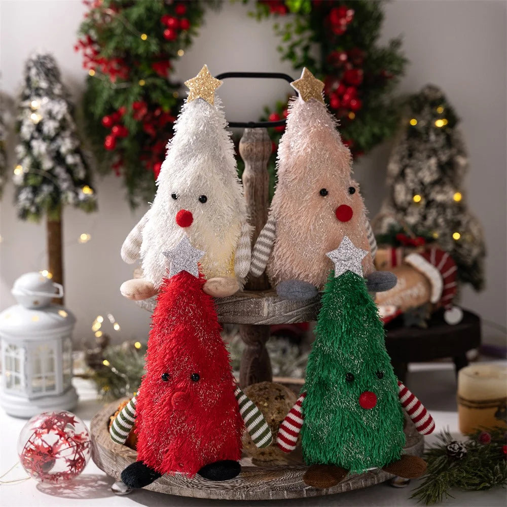 Christmas Tree Figure LED Light Decoration Tabletop Ornament for Home / Party Holiday Gift Atmosphere - Red - 6