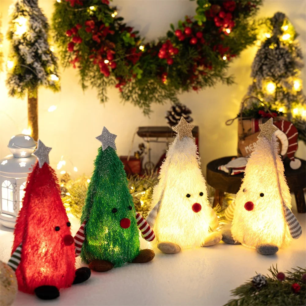 Christmas Tree Figure LED Light Decoration Tabletop Ornament for Home / Party Holiday Gift Atmosphere - Red - 7
