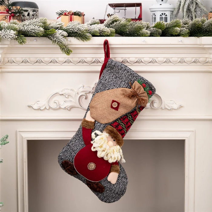 Christmas Stocking Decorations Hanging Ornaments for Fireplace  /  Home Festive Decor - Santa Claus - 3