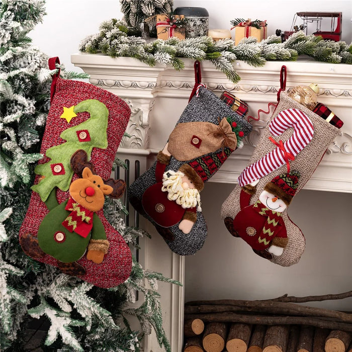Christmas Stocking Decorations Hanging Ornaments for Fireplace  /  Home Festive Decor - Santa Claus - 7
