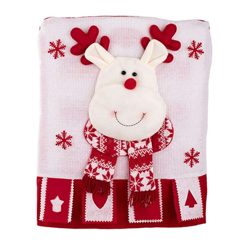 Christmas Chair Cover 3D Decorative Figurine Seat Back Protector for Home / Restaurant / Party - Reindeer - 1