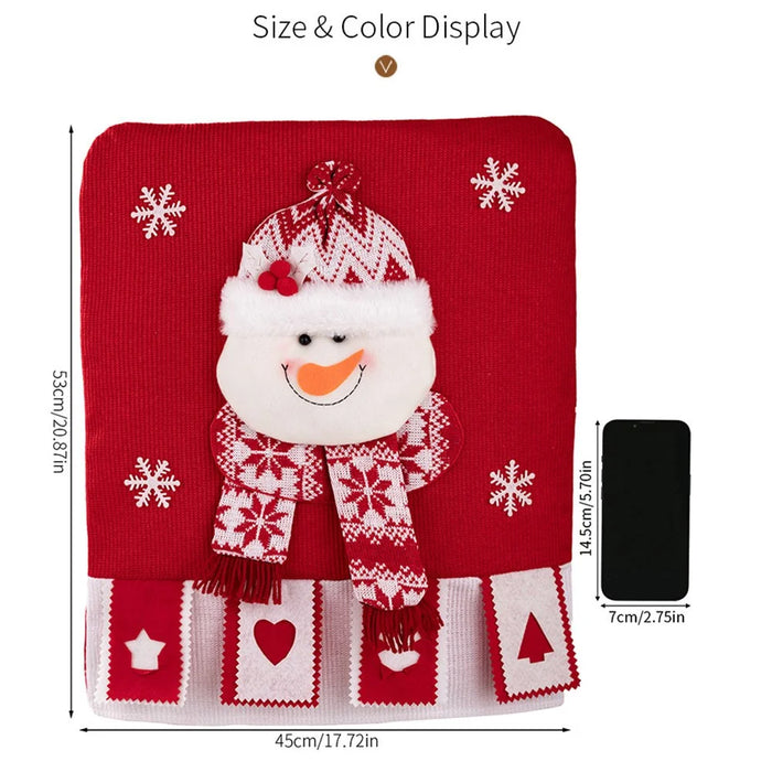 Christmas Chair Cover 3D Decorative Figurine Seat Back Protector for Home / Restaurant / Party - Reindeer - 7