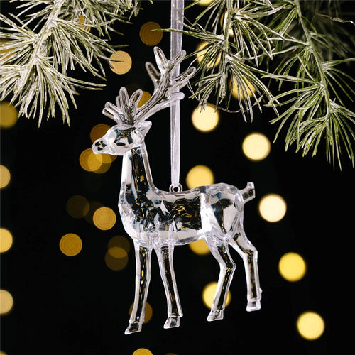 Acrylic Christmas Reindeer Ornaments Clear Hanging Decorations Xmas Tree Pendant for Holiday Gift Decor - Style A - 1