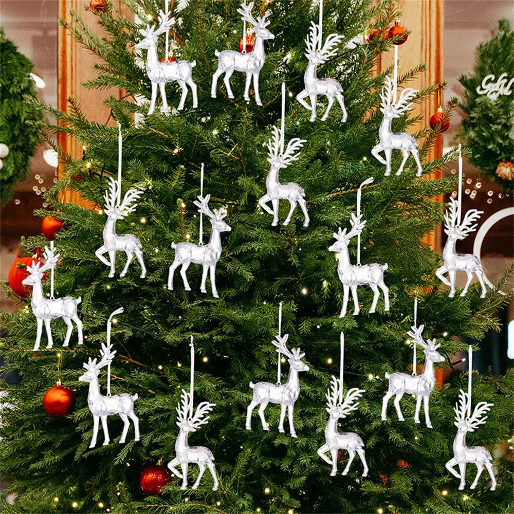 Acrylic Christmas Reindeer Ornaments Clear Hanging Decorations Xmas Tree Pendant for Holiday Gift Decor - Style A - 6
