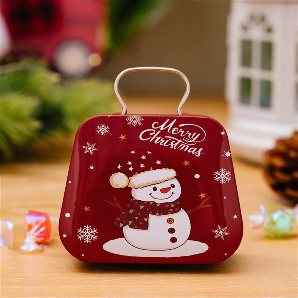 Christmas Mini Tin Candy Box Handbag Shaped Gift Container for Kids Holiday Decoration Storage  /  Portable Treat Holder - Style E - 3