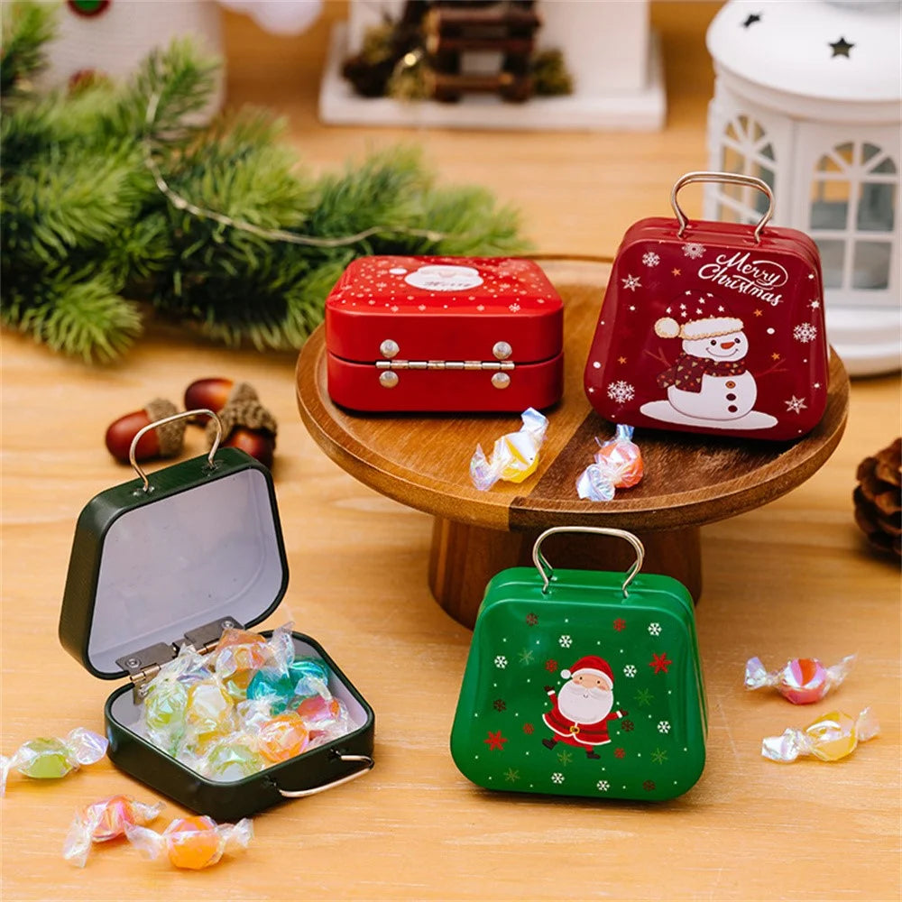 Christmas Mini Tin Candy Box Handbag Shaped Gift Container for Kids Holiday Decoration Storage  /  Portable Treat Holder - Style E - 4
