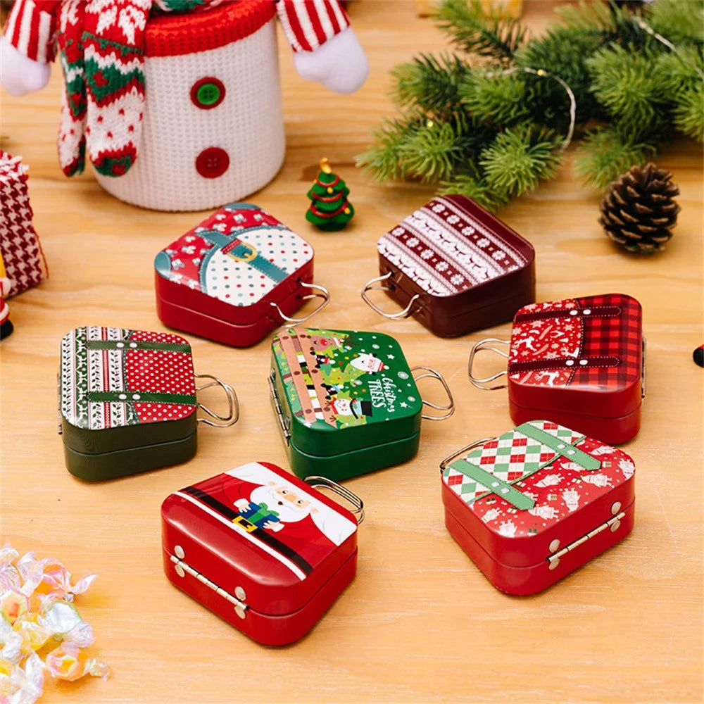 Christmas Tin Gift Box Mini Handbag Design Candy Container for Kids  /  Portable Cookie Storage  /  Holiday Decoration - Style C - 7